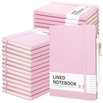 30 Set Lined Notebook Journals with Pens A5 Notebooks 100 GSM College Ruled Hardcover Notebook PU Leather Notepad with Pen Holder for Office School
