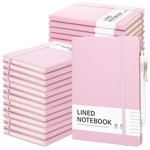 30 Set Lined Notebook Journals with Pens A5 Notebooks 100 GSM College Ruled Hardcover Notebook PU Leather Notepad with Pen Holder for Office School