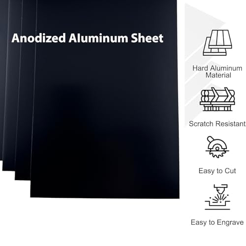 10PCS 5052 Black Anodized Aluminum Sheet 5x7 Inch 0.8mm CNC Machining Grade Metal Stock for Enclosures Robotics Prototyping (10 Count)