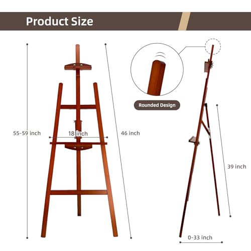 Adjustable Walnut Pine Wooden Painting Easel