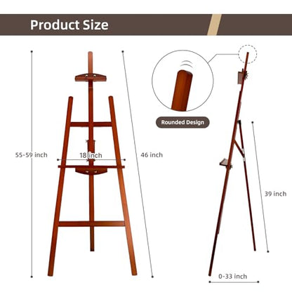 Adjustable Walnut Pine Wooden Painting Easel