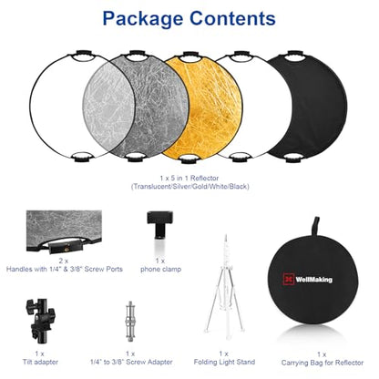 32'' Reflector Kit with Tilt Adapter Stand for Studio Outdoor