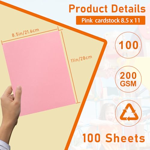 100 Sheets Candy Pink Cardstock 8.5 x 11 Craft Paper 75lb (100 Count)