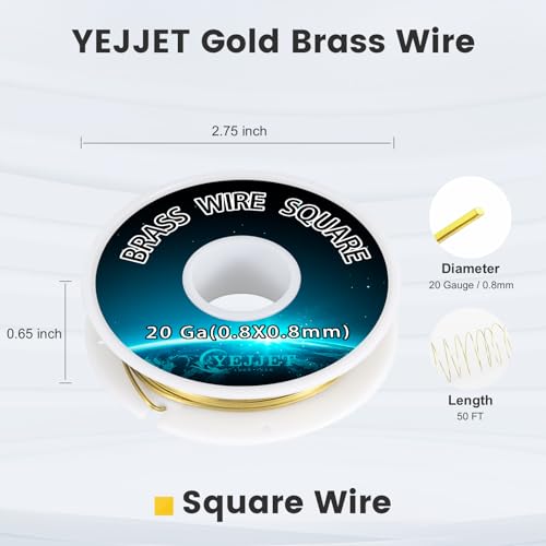 Bulk Square Brass Wire 0.8mm 50 Feet (50 Foot)