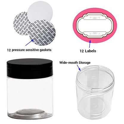 8 oz Plastic Containers with Lids and 4oz Small Containers (12 Count)