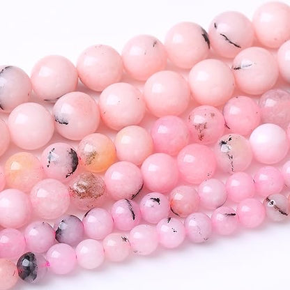 45PCS 8MM Natural Pink Opal Stone Beads for Jewelry Making DIY Energy Stone Healing Power Bracelet 16"