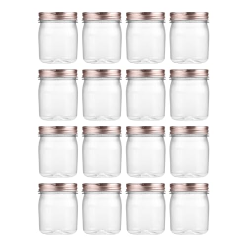 8 oz Plastic Mason Jars and Clear Plastic Jars with Lids 8 oz (16 Count)