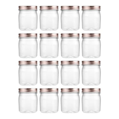 8 oz Plastic Mason Jars and Clear Plastic Jars with Lids 8 oz (16 Count)