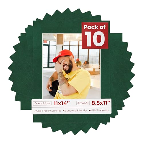 Pack of TEN 11x14 Mats Bevel Cut for 8.5x11 Photos (10 Count)