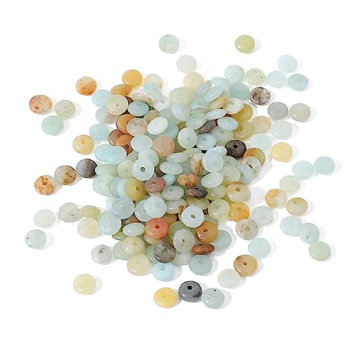 Natural Amazonite Disk Stone Beads 4x2mm 160pcs Rondelle Loose Semi Gemstone Beads for Jewelry Making Design (160 Count)