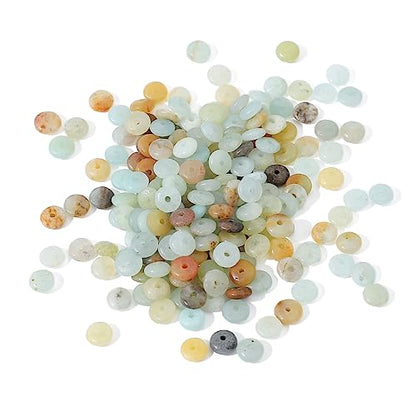 Natural Amazonite Disk Stone Beads 4x2mm 160pcs Rondelle Loose Semi Gemstone Beads for Jewelry Making Design (160 Count)