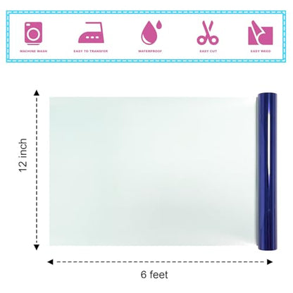 Sheet Metallic Foil Heat Transfer Vinyl Royal Blue 12Inch*6Ft Bundle Chrome HTV Vibrant Colors for Stunning T