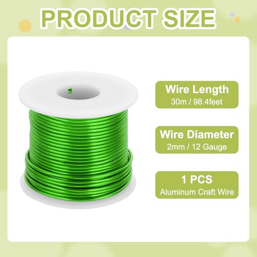 12 Gauge Anodized Aluminum Craft Wire Bendable Bonsai Training Wire 98 Feet 2mm for Sculpting Crafts Wreath Floral Beading Jewelry Making