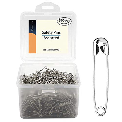 1.5Inch 38mm Safety Pins Bulk (500 Count)