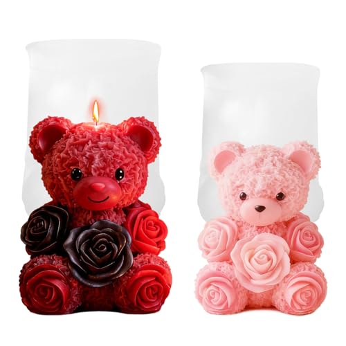 2PCS Rose Bear Silicone Mold (2 Count)