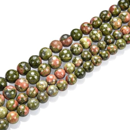 90pcs Adabele Natural Unakite Jasper Gemstone 8mm Round Beads (94 Count)