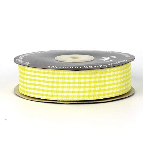 Yellow and White Gingham Ribbon Christmas Ribbon 25 Yards Each Roll 100% Polyester (75 Foot)