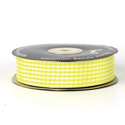 Yellow and White Gingham Ribbon Christmas Ribbon 25 Yards Each Roll 100% Polyester (75 Foot)