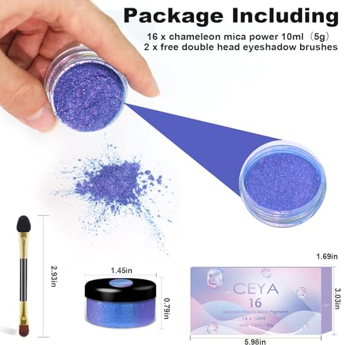 Chameleon Mica Powder Set 16 Colors (2.82 Ounce)