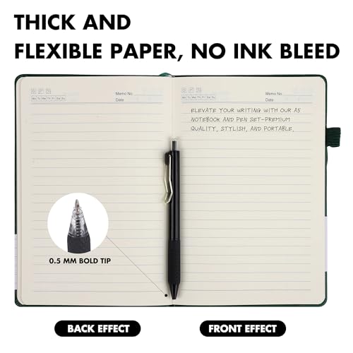 30 Set Lined Notebook Journals with Pens A5 Notebooks 100 GSM College Ruled Hardcover Notebook PU Leather Notepad with Pen Holder for Office School (60 Count)