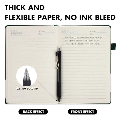 30 Set Lined Notebook Journals with Pens A5 Notebooks 100 GSM College Ruled Hardcover Notebook PU Leather Notepad with Pen Holder for Office School (60 Count)
