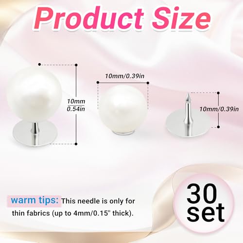 30 Sets Pearl Buttons No Sew Buttons for Clothes (30 Count)