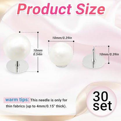 30 Sets Pearl Buttons No Sew Buttons for Clothes (30 Count)