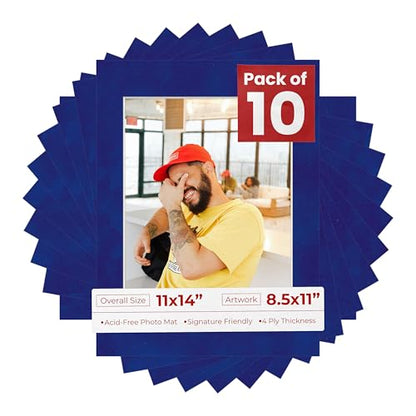 Pack of TEN 11x14 Mats Bevel Cut for 8.5x11 Photos (10 Count)