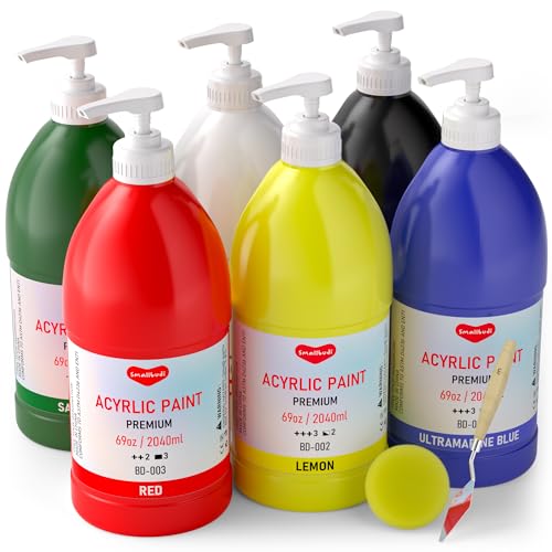 6 Colors Large Bulk Acrylic Paint Set 69oz (414 Fl Oz)