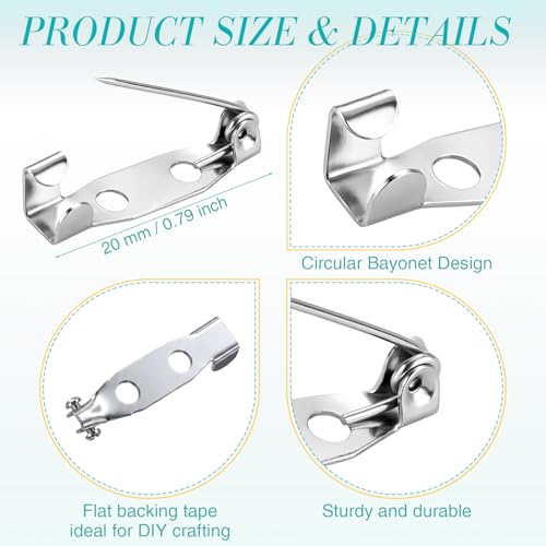 100 Pcs Brooch Pin Backs Bar Pins Backs for Crafts Safety Clasp with Plastic Box (100 Count)