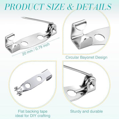 100 Pcs Brooch Pin Backs Bar Pins Backs for Crafts Safety Clasp with Plastic Box (100 Count)