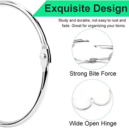 Loose Leaf Binder Rings 1 Inch Metal Book Ring Clip for Index Card