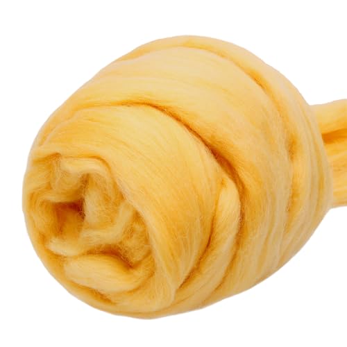 3.53oz Needle Felting Wool Roving for Needle Felting Yellow Felting Wool (3.53 Ounce)