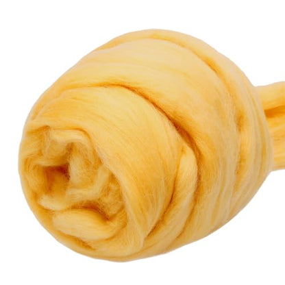 3.53oz Needle Felting Wool Roving for Needle Felting Yellow Felting Wool (3.53 Ounce)