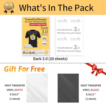 Iron on Heat Transfer Paper for Dark Fabric (15.28 Ounce)