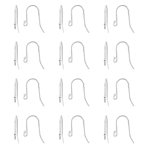 925 Sterling Silver Ear Wires Ball End French Earring Hooks for Drop Dangle Earrings Jewellery Making (24 Count)