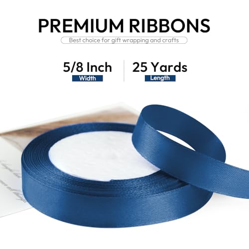 5 8 Inch 25 Yards Satin Ribbon Dark Blue