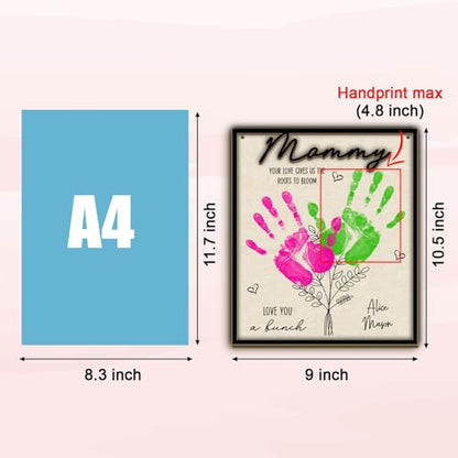 Mother's Day Handprint Art Craft Mother's Day Birthday Grandparents Gift from Kids Toddler Baby Floral Bouquet DIY Gift for Mom (7.0548 Ounce)