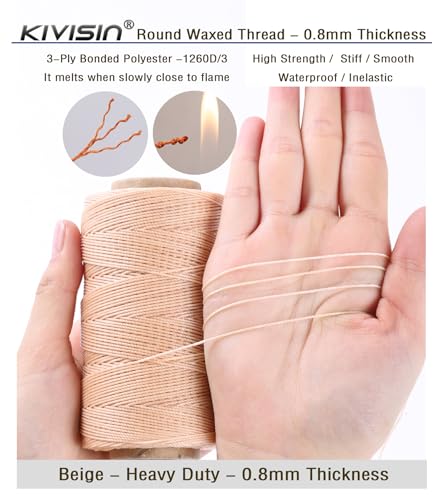 Bonded 0.8mm Round Waxed Polyester Cord (591 Foot)