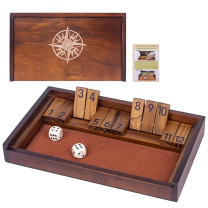 Shut The Box Game with 12 Pcs Wooden Numbers