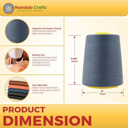 20S 2 Slate Gray Polyester 4 Pack of Serger Threads Cones