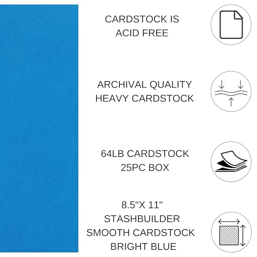 PA Paper Accents Stash Builder Cardstock 8.5" x 11" Bright Blue