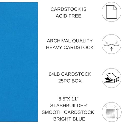 PA Paper Accents Stash Builder Cardstock 8.5" x 11" Bright Blue