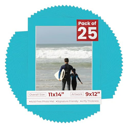 Pack of 25 Acid Free 11x14 Mats Bevel Cut for 9x12 Photos (25 Count)