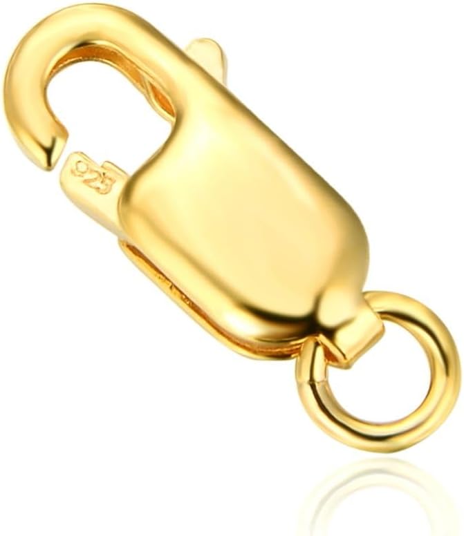 5pcs Adabele Real Yellow Gold Plated Sterling Silver 12mm (0.47 inch) Rectangle Lobster Trigger Clasps Hypoallergenic Nickel Free for DIY Jewelry Making SS250-12