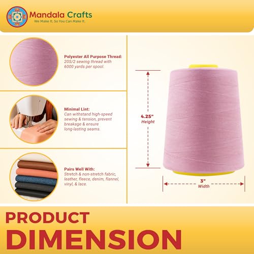 20S 2 Dusty Rose Polyester 4 Pack of Serger Threads Cones (24000 Foot)