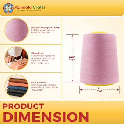 20S 2 Dusty Rose Polyester 4 Pack of Serger Threads Cones (24000 Foot)