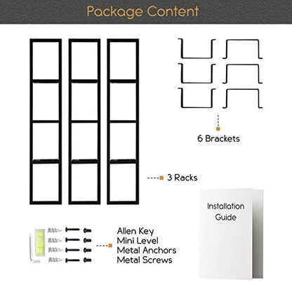 Black Floating Shelves for Wall (3 Count)