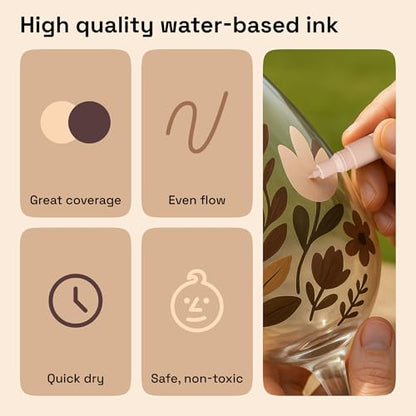 12 Skin Tones Paint Pens for Glass Marking (12 Count)