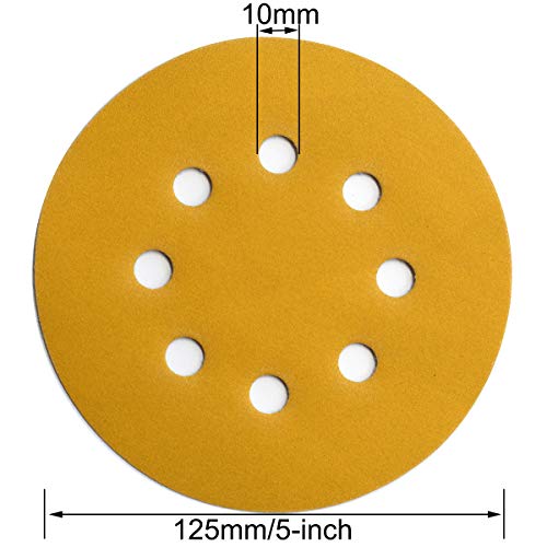 5-Inch 8-Hole Hook and Loop Sanding Discs 320-Grit, 50-Pack (50 Count)